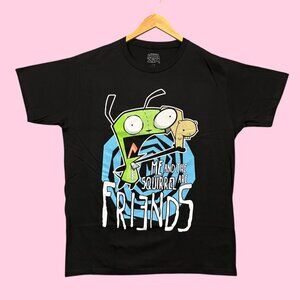 Nickelodeon Invader Zim Gir Me and The Squirrel are Friends Tee L